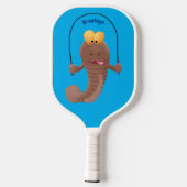Funny skipping mudskipper fish cartoon pickleball paddle (Achterkant)