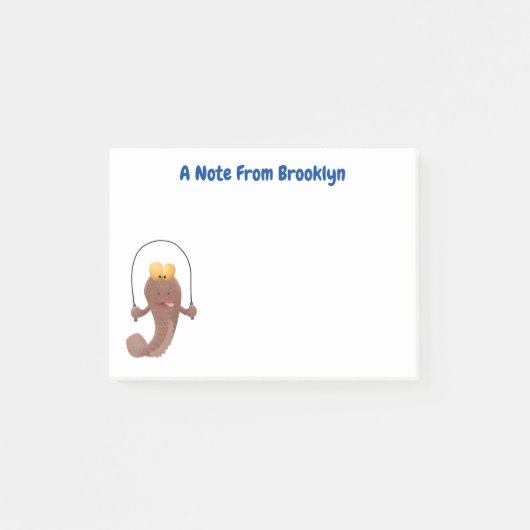 Funny skipping mudskipper fish cartoon post-it® notes (Voorkant)