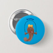 Funny skipping mudskipper fish cartoon ronde button 5,7 cm (Voorkant /achterkant)