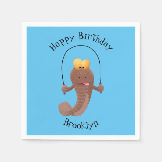 Funny skipping mudskipper fish cartoon servet (Voorkant)