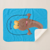 Funny skipping mudskipper fish cartoon sherpa deken (Voorkant (horizontaal))