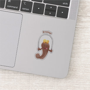 Funny skipping mudskipper fish cartoon sticker