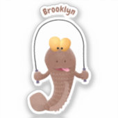 Funny skipping mudskipper fish cartoon sticker (Voorkant)