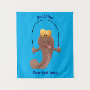 Funny skipping mudskipper fish cartoon wandkleed