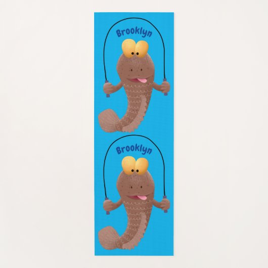 Funny skipping mudskipper fish cartoon yogamat (Voorkant)