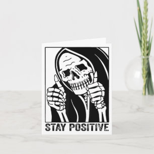 Funny Skull Blijf positief Skeleton Halloween Moti Kaart