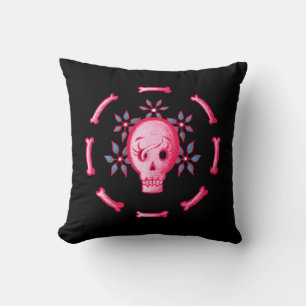 Funny Skull Design - Roze Schedel met Happy Worm Kussen