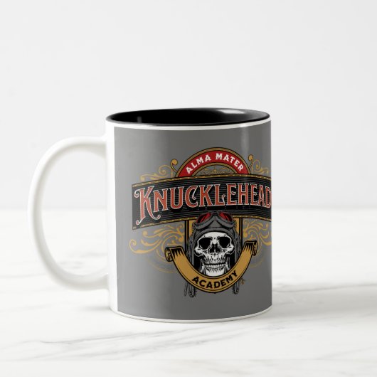 Funny Skull Knucklehead Academy Tweekleurige Koffiemok (Links)