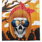 Funny Skull met Pageboy Hair Shower Curtain Douchegordijn (Voorkant)