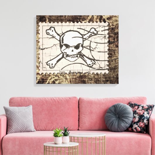 Funny Skull Stamp  2 Canvas Afdruk (Insitu (Woonkamer))