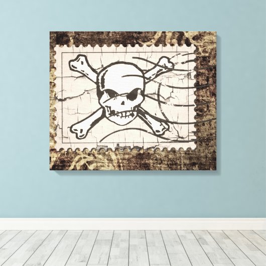 Funny Skull Stamp 2 Canvas Afdruk (Insitu (Houten vloer))