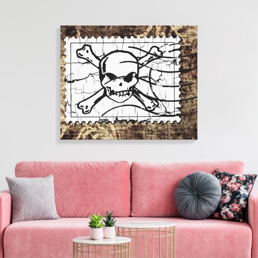 Funny Skull Stamp Canvas Afdruk (Insitu (Woonkamer))
