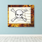 Funny Skull Stamp Vintage 3 Canvas Afdruk (Insitu (Houten vloer))