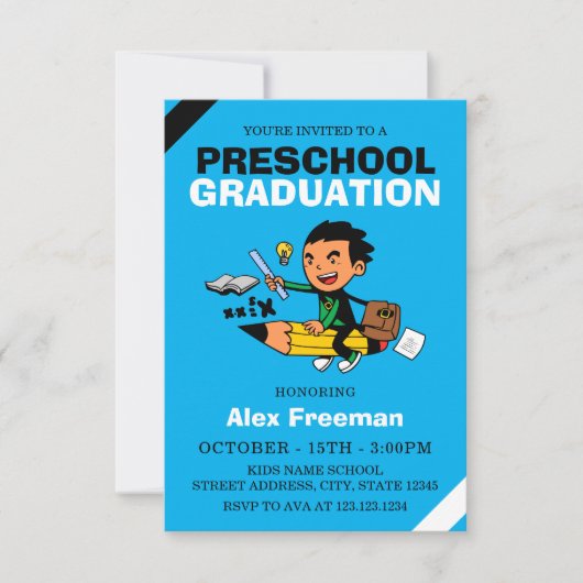 Funny Sky Blue Boy Voorschoolse Afstuderen Kaart (Voorkant)