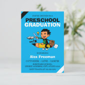 Funny Sky Blue Boy Voorschoolse Afstuderen Kaart (Staand voorkant)