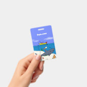 Funny slaapshark and Fishing cartoon Badge (Handheld)