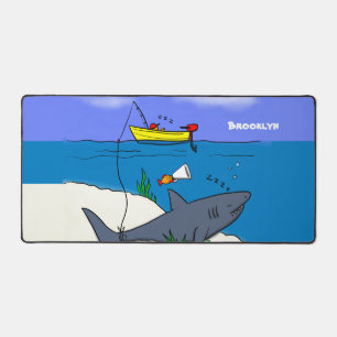 Funny slaapshark and Fishing cartoon Bureaumat