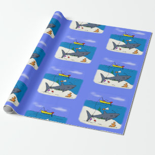 Funny slaapshark and Fishing cartoon Cadeaupapier