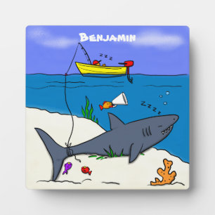 Funny slaapshark and Fishing cartoon Fotoplaat