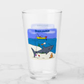 Funny slaapshark and Fishing cartoon Glas (Voorkant)
