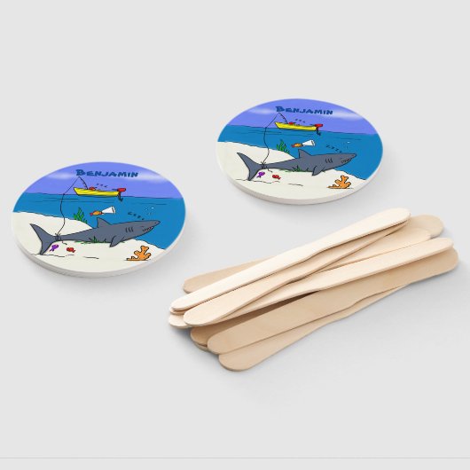 Funny slaapshark and Fishing cartoon Handwaaier (Niet-gemonteerd)