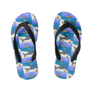 Funny slaapshark and Fishing cartoon Kinder Teenslippers