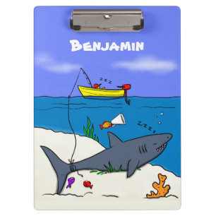 Funny slaapshark and Fishing cartoon Klembord