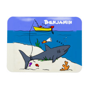 Funny slaapshark and Fishing cartoon Magneet