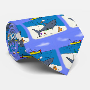 Funny slaapshark and Fishing cartoon Stropdas