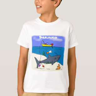 Funny slaapshark and Fishing cartoon T-shirt