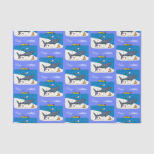 Funny slaapshark and Fishing cartoon Tissuepapier