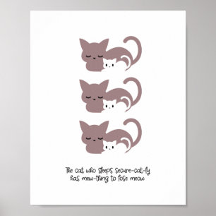 Funny Slapende Cat Pun en Art I Notitieblok Poster