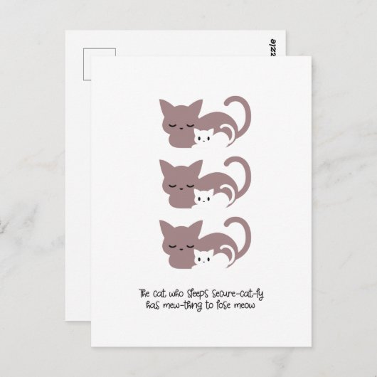 Funny Slapende Kat Pun en Art I Briefkaart (Voorkant / Achterkant)