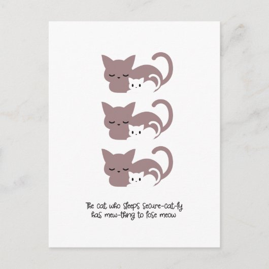Funny Slapende Kat Pun en Art I Briefkaart (Voorkant)