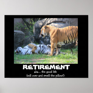 Funny Slaping Tiger (16x12), RETIREMENT Poster