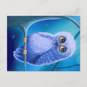 Funny slapy blue owl Announcement Briefkaart