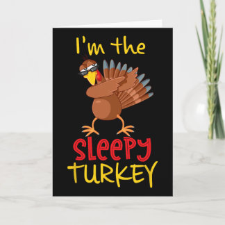 Funny Sleepy Turkey Matching Family Group Thanksgi Kaart