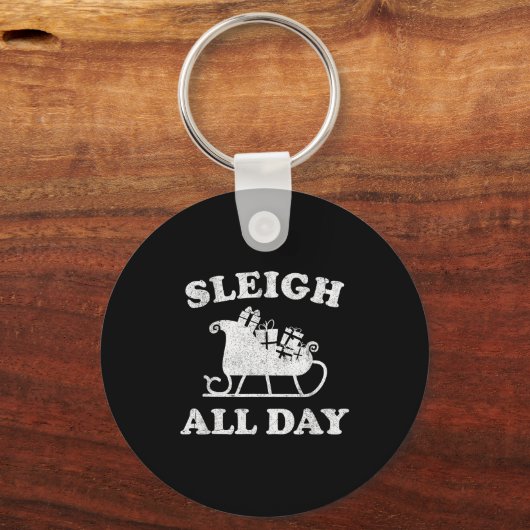 Funny Sleigh All Day Christmas In July Retro Vinta Sleutelhanger (Voorkant)