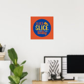 Funny Slice Baby Pizza Lover Retro Kitchen Deco Poster (Thuiskantoor)