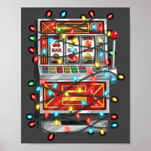 Funny Slot Machine Christmas Graphics Lights Lover Poster (Voorkant)