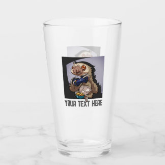 Funny Sloth Add Your Text Computer Games Cartoon Glas