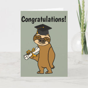 Funny Sloth Afstuderen Cartoon Kaart