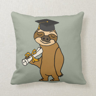 Funny Sloth Afstuderen Cartoon Kussen