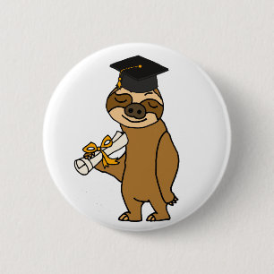 Funny Sloth Afstuderen Cartoon Ronde Button 5,7 Cm