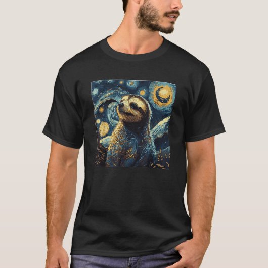 Funny Sloth Art Painting for Lover Sloths Starry N T-shirt (Voorkant)
