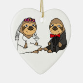 Funny Sloth Bride en Groom Wedding Keramisch Ornament (Rechts)