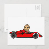 Funny Sloth Driving Race Cartoon Briefkaart (Voorkant / Achterkant)