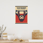 Funny Sloth Gym Motivation Poster - Slow Progress (Cuisine)