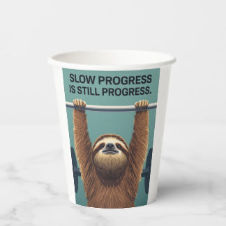 Funny Sloth Gym Motivation Poster - Slow Progress  Papieren Bekers