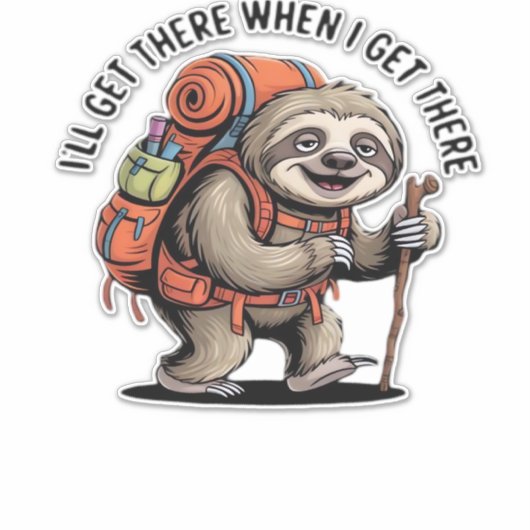 Funny Sloth Hiking Team - Slow and Steady Classic Sticker (Voorkant)
